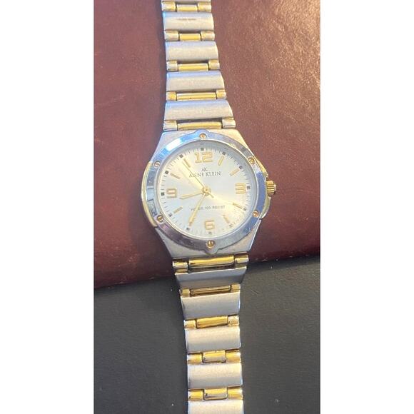 Women's Two Tone Anne Klein Watch, WR to 100ft, Link Bracelet Band - Picture 2 of 3